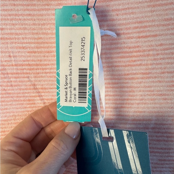 Market & Spruce Pink and White Knit Top - Picture 3 of 6